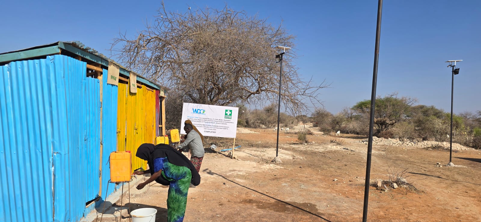 Handwashing station in use
